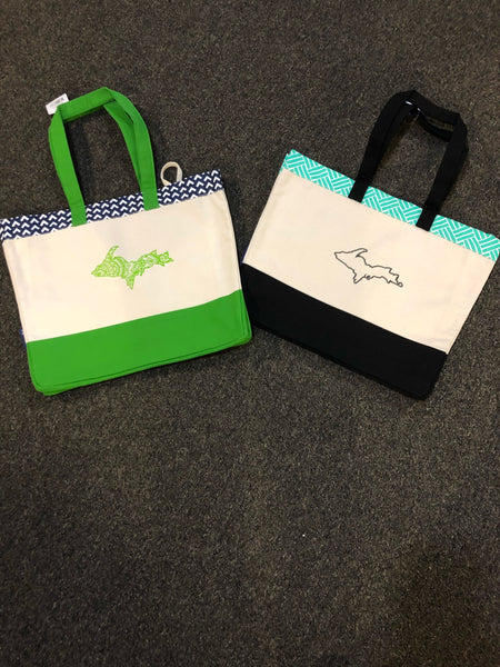 UP Patterned Bottomed Canvas Beach Tote