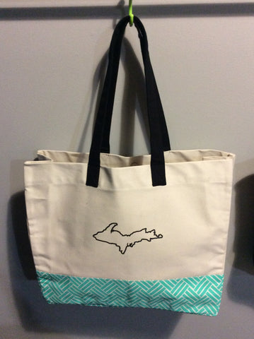 UP Patterned Bottomed Canvas Beach Tote