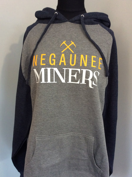 Negaunee Miners Raglan Hooded Pullover