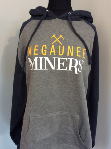 Negaunee Miners Raglan Hooded Pullover