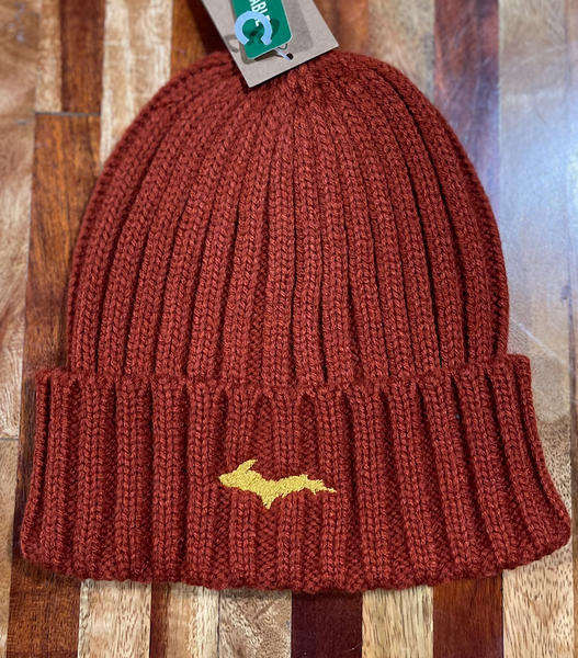 Embroidered UP Sustainable Cable Knit Beanie